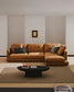 Divano Gala 4 posti in pelle con chaise longue destra marrone 300 cm