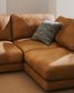 Divano Gala 4 posti in pelle con chaise longue destra marrone 300 cm