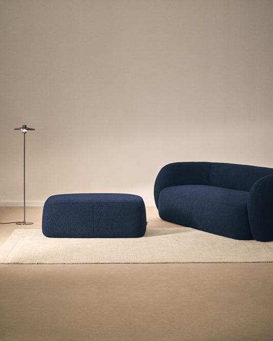 Poggiapiedi Martina in bouclé blu navy 123 x 85 cm