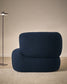 Poltrona girevole Martina con cuscino in bouclé blu navy