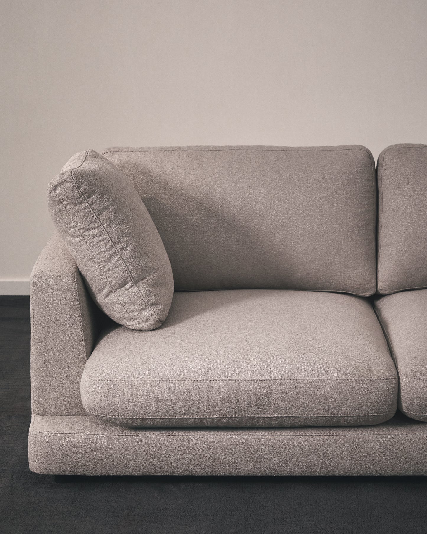 Divano Gala 4 posti in micro bouclé grigio 300 cm