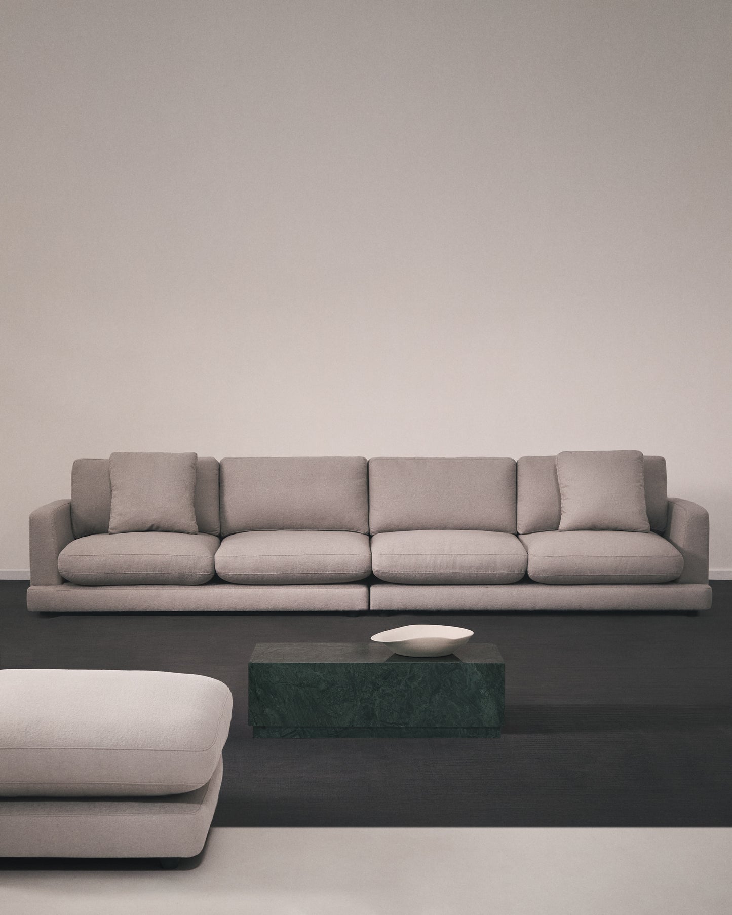 Divano Gala 6 posti in micro bouclé grigio 390 cm