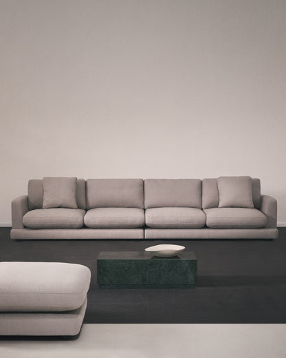 Divano Gala 6 posti in micro bouclé grigio 390 cm