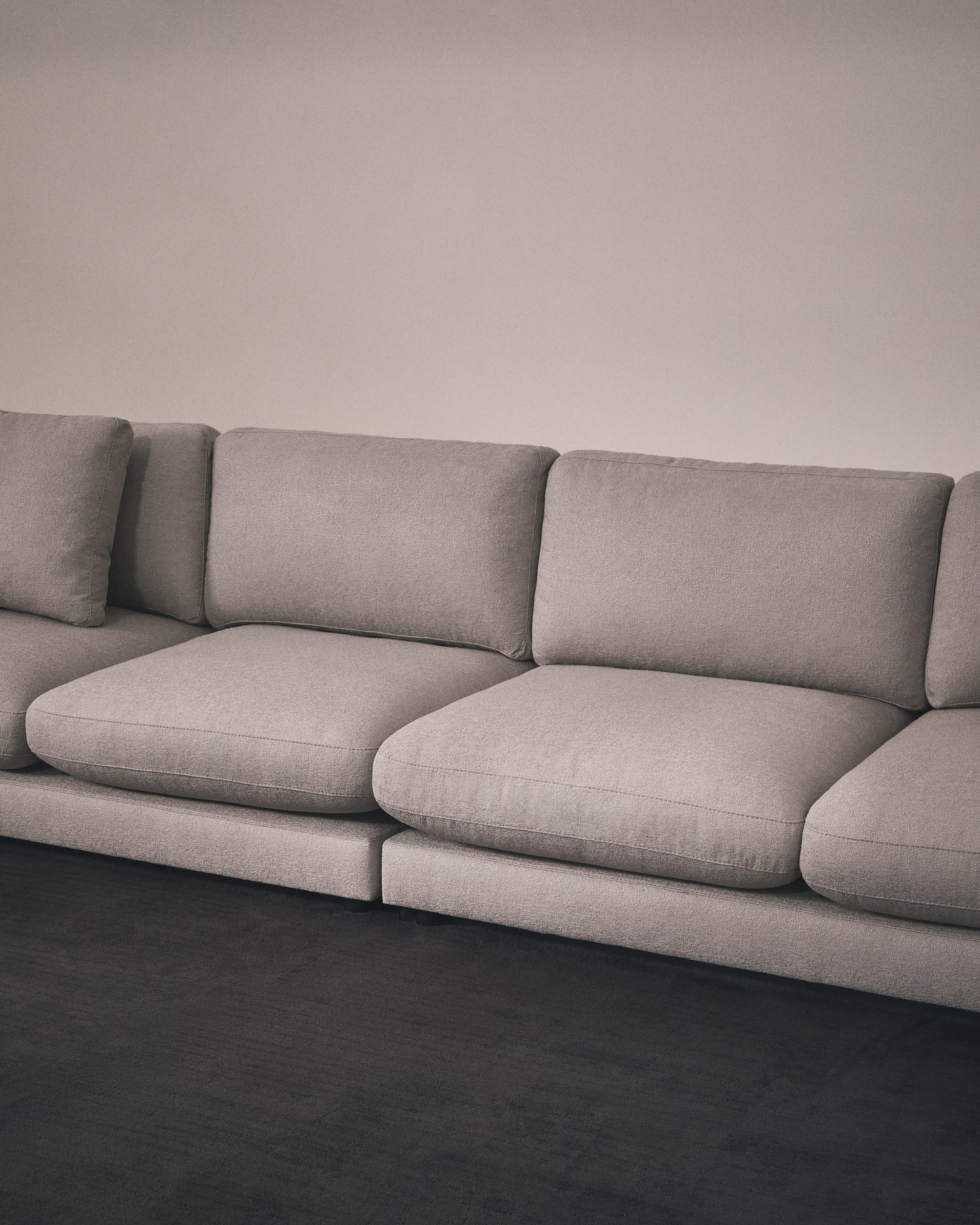 Divano Gala 6 posti in micro bouclé grigio 390 cm