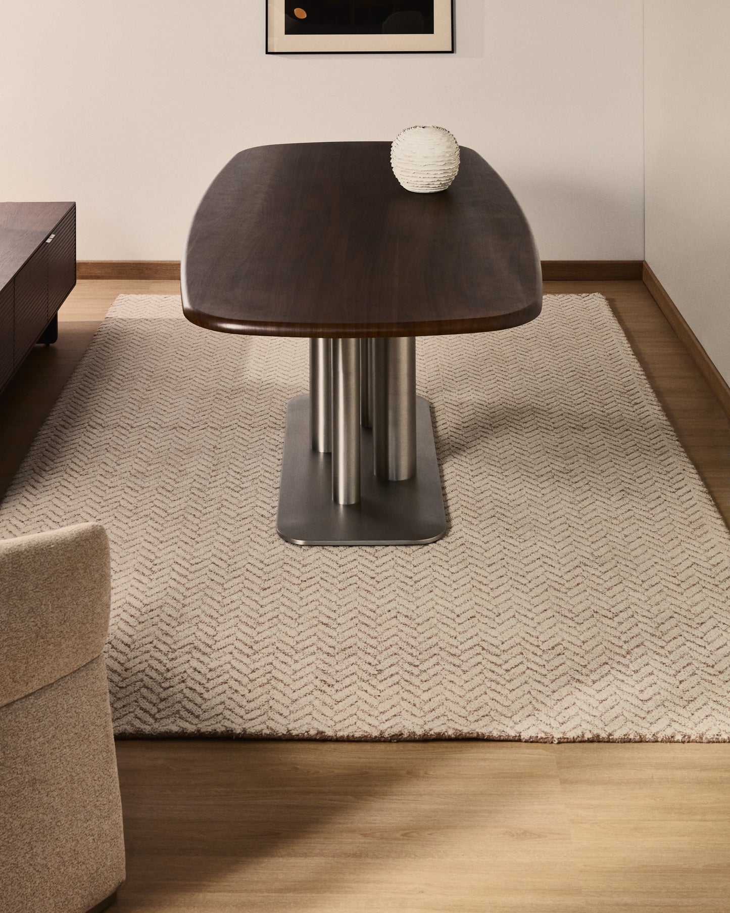 Tappeto Calira in lana jacquard intrecciata beige 300 x 200 cm