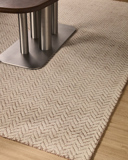 Tappeto Calira in lana jacquard intrecciata beige 230 x 160 cm