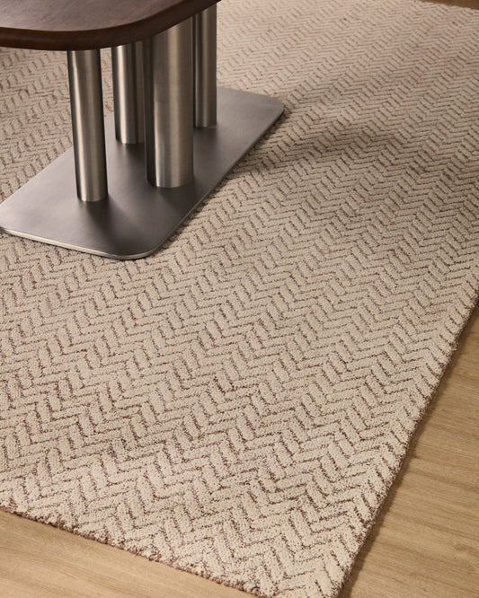 Tappeto Calira in lana jacquard intrecciata beige 230 x 160 cm