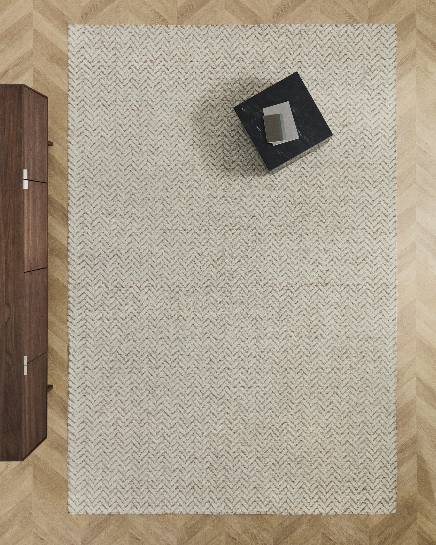 Tappeto Calira in lana jacquard intrecciata beige 300 x 200 cm