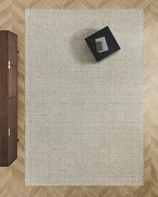 Tappeto Calira in lana jacquard intrecciata beige 300 x 200 cm