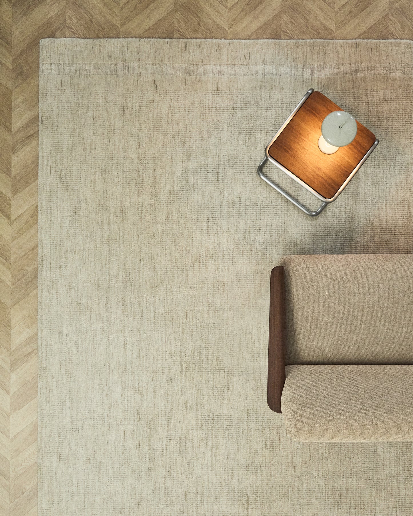 Tappeto Dalena in lana jacquard a righe beige 300 x 200 cm