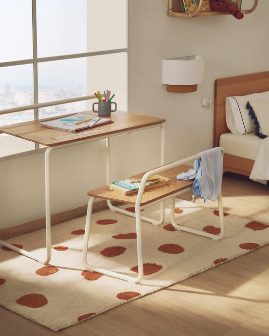 Tappeto Tandani in cotone beige con disegno di ghepardo arancione 90 x 150 cm