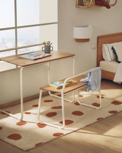 Tappeto Tandani in cotone beige con disegno di ghepardo arancione 90 x 150 cm