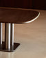 Tavolo Melvar in impiallacciato di noce e gambe con base in acciaio inox spazzolato 150 x 150 cm