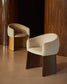 Sedia Bosca in ciniglia beige e impiallacciatura in noce