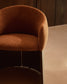 Sedia Bosca in ciniglia color terracotta e impiallacciatura di noce