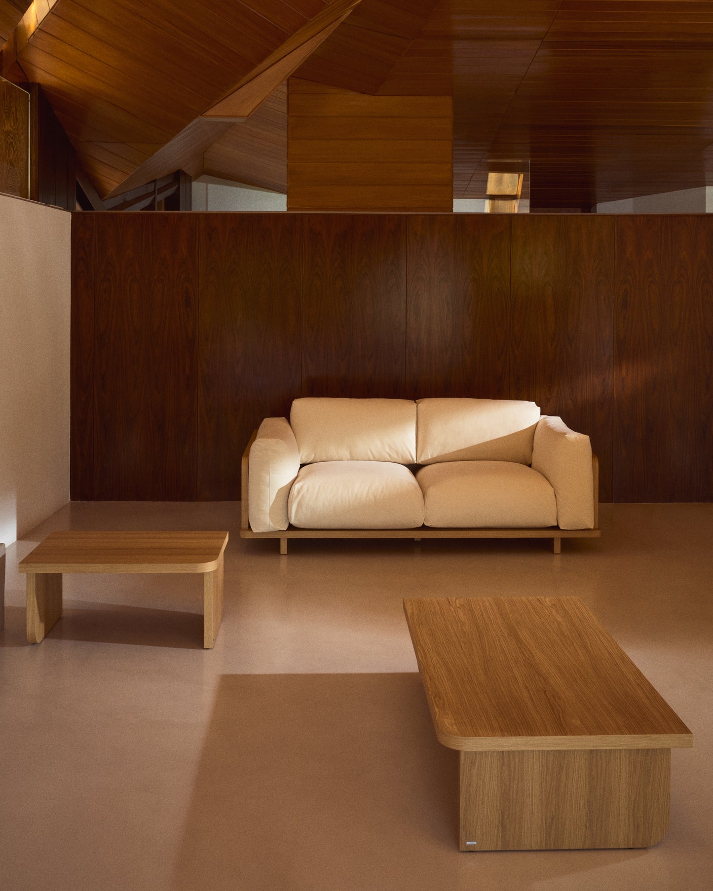 Set Oaq di 2 tavolini impiallacciato rovere finitura naturale