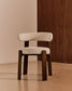 Sedia Granite in ciniglia beige e legno massello di frassino con finitura noce