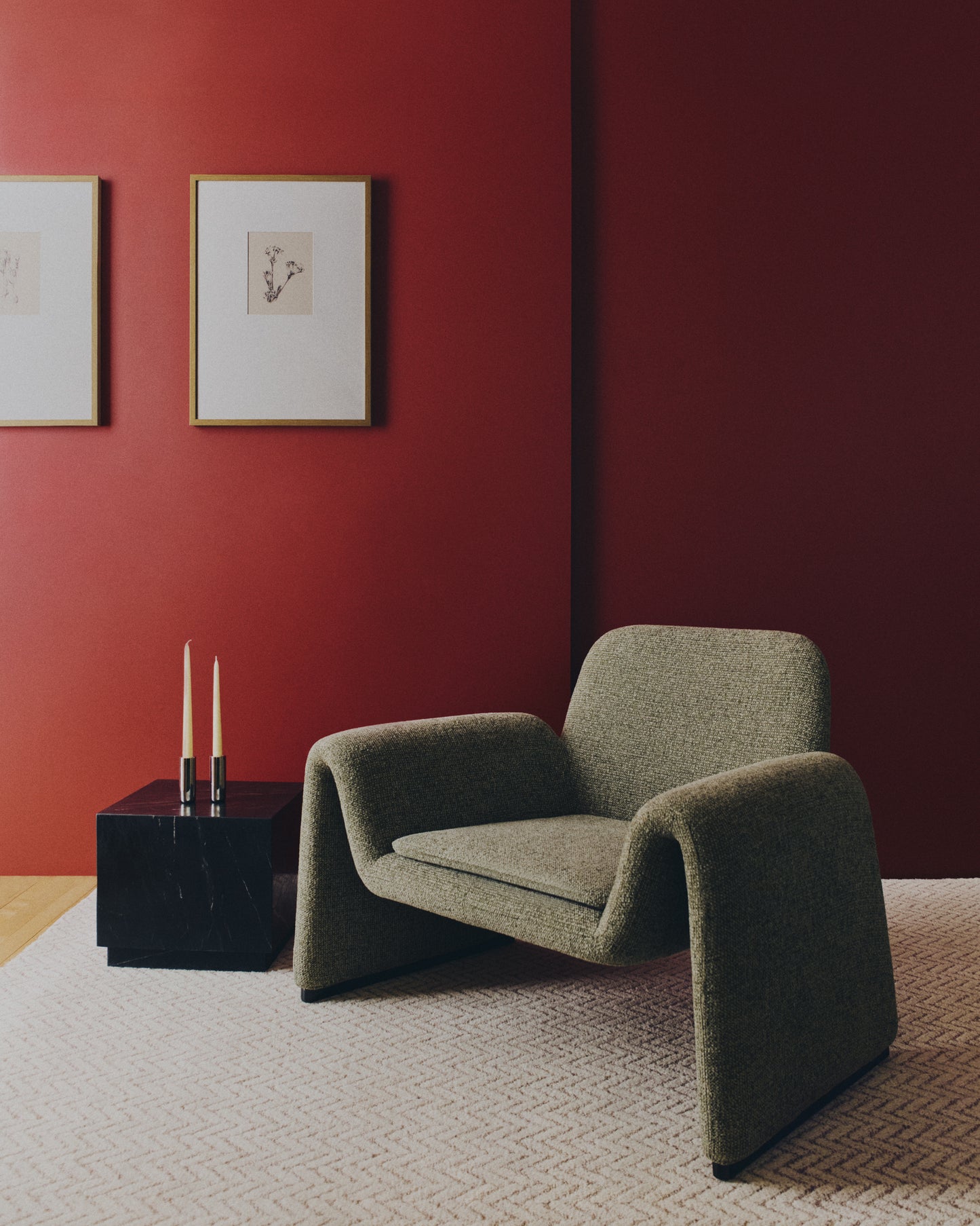 Poltrona Melvia in ciniglia verde