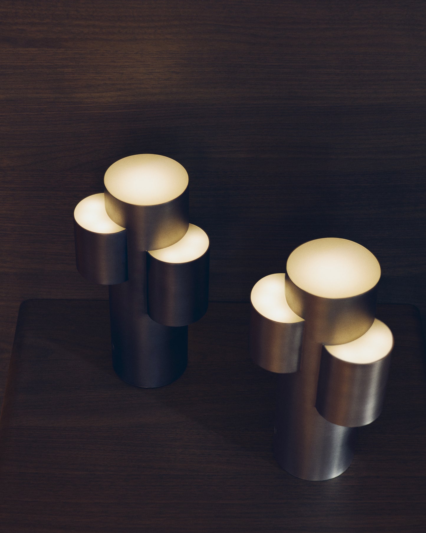 Lampada da tavolo portatile a LED Adrina in metallo grigio chiaro con finitura spazzolata