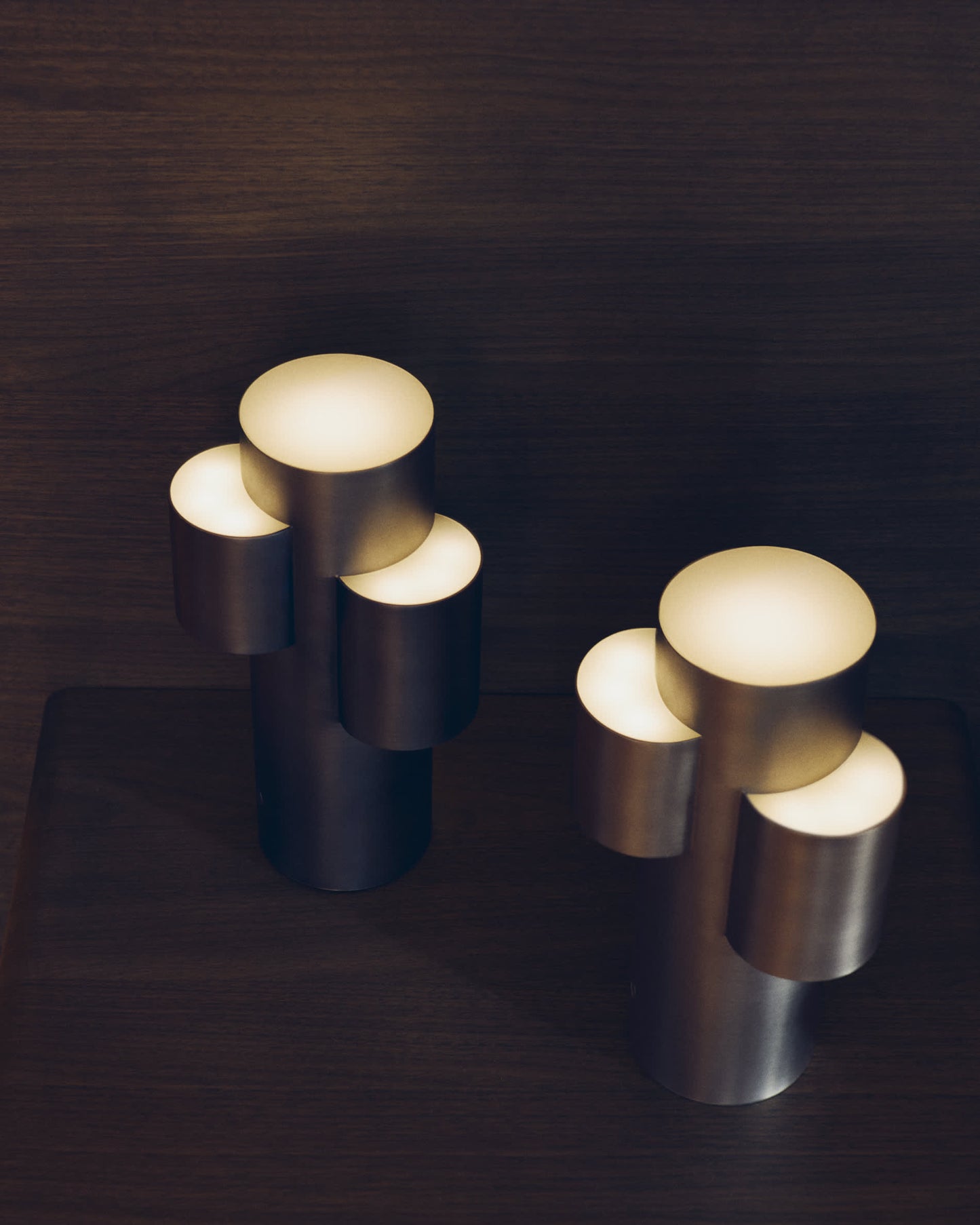 Lampada da tavolo portatile a LED Adrina in metallo grigio chiaro con finitura spazzolata