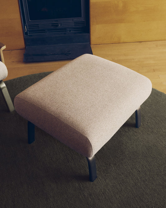 Poggiapiedi Amsen beige con gambe in acciaio inox spazzolato 68 x 55 cm
