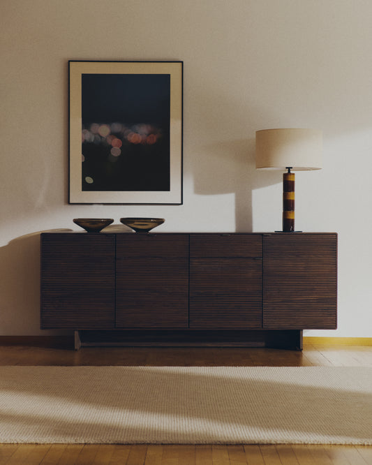 Credenza Norlen 4 ante e 2 cassetti in impiallacciato di noce 194,5 x 78 cm