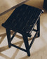 Sgabello Calixta in pelle e legno massello di mogano con finitura nera altezza 67 cm