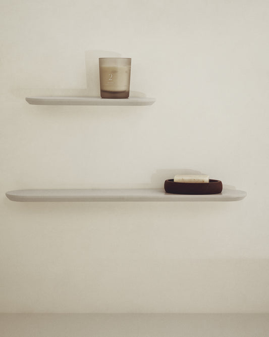 Set Arely di 2 mensole in MDF con finitura laccata beige 35 cm/55 cm