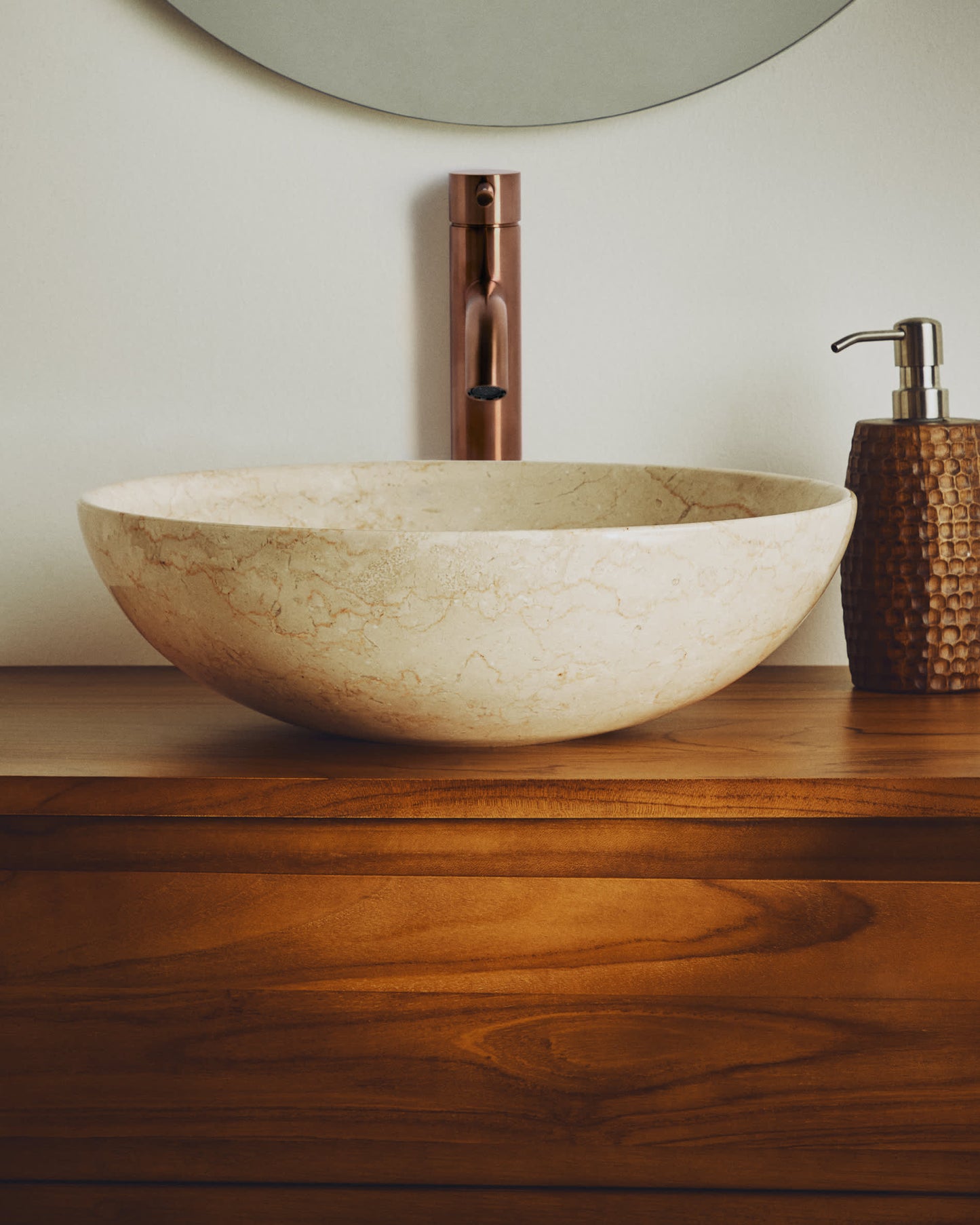 Lavabo da appoggio Darnen in marmo beige Ø 35 cm