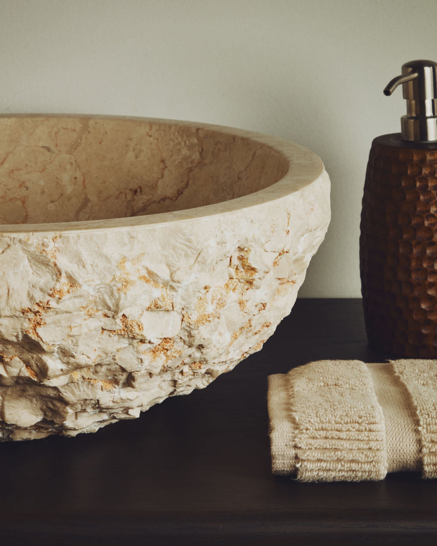 Lavabo da appoggio Orvane in marmo beige Ø 35 cm