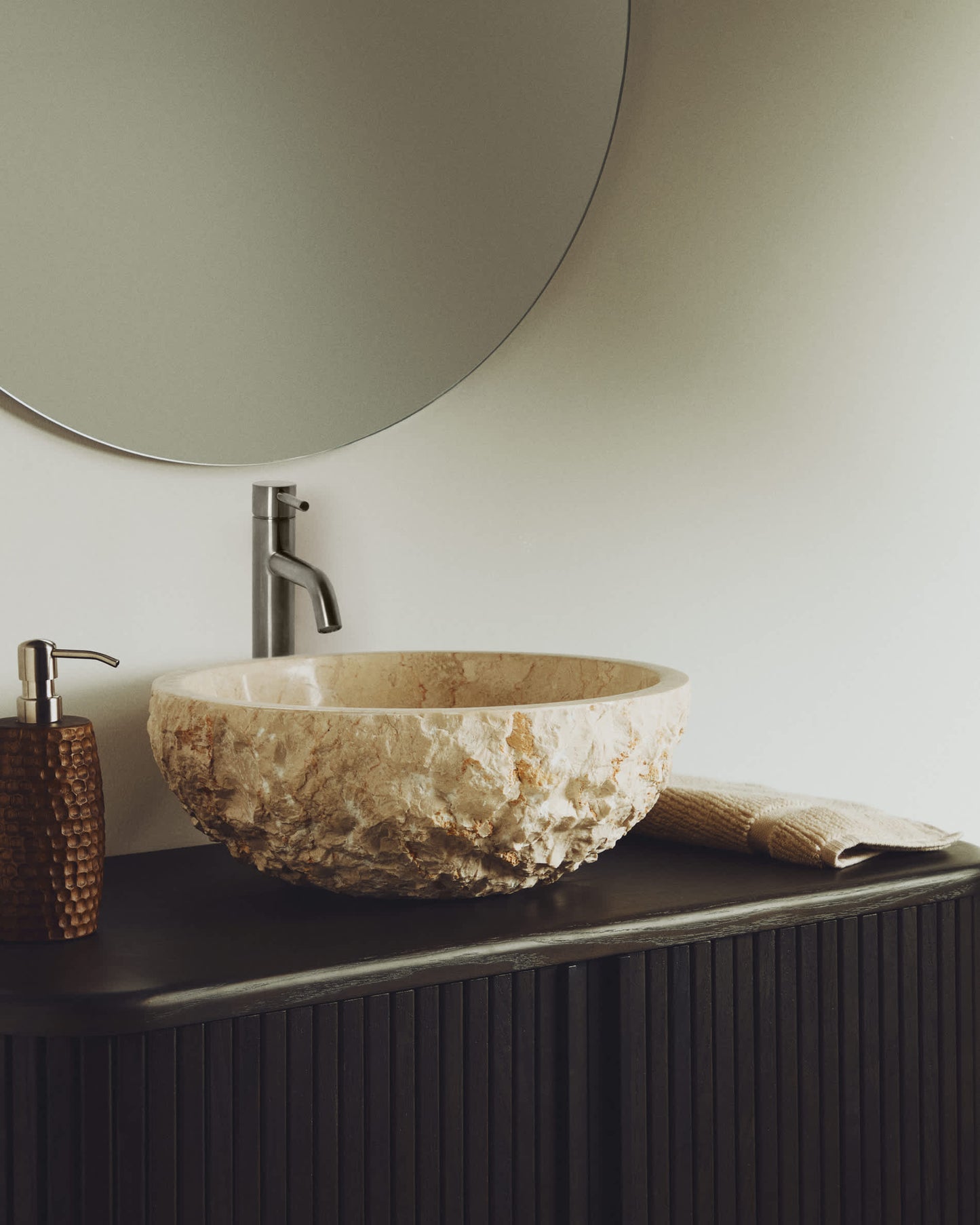 Lavabo da appoggio Orvane in marmo beige Ø 35 cm