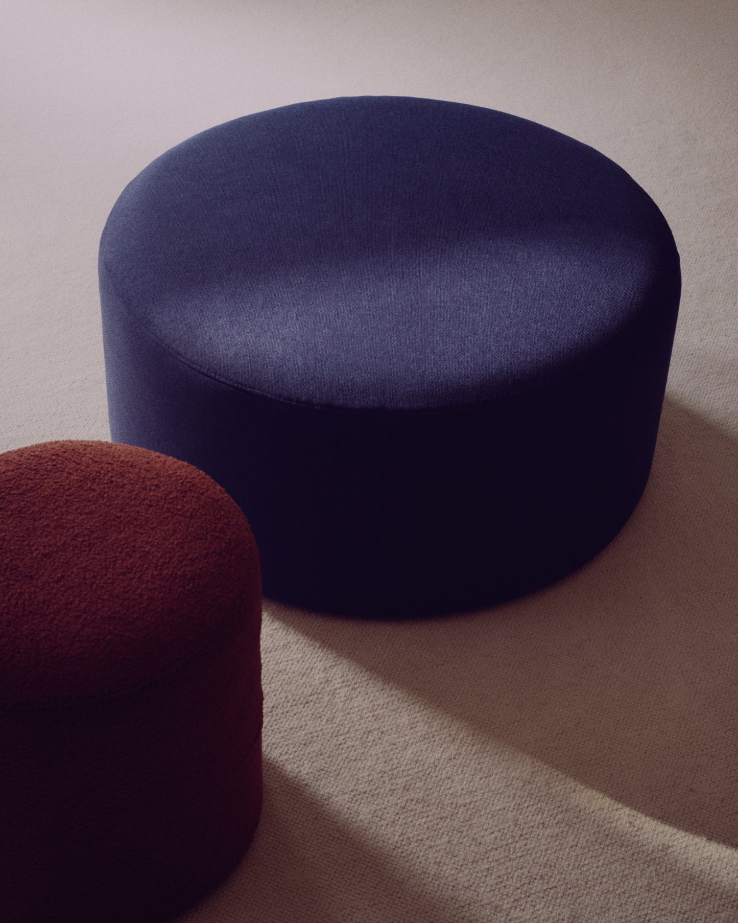 Pouf sfoderabile Kaeli in tessuto bouclé terracotta Ø 43 cm