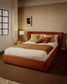 Letto sfoderabile Arvian in ciniglia terracotta con contenitore apribile per materasso 180 x 200 cm