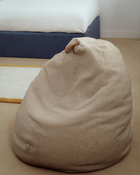 Pouf Vicka tessuto bouclé beige Ø 70 cm