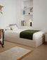 Letto contenitore sfoderabile con apertura laterale Nelzi in ciniglia écru per materasso da 90 x 200 cm