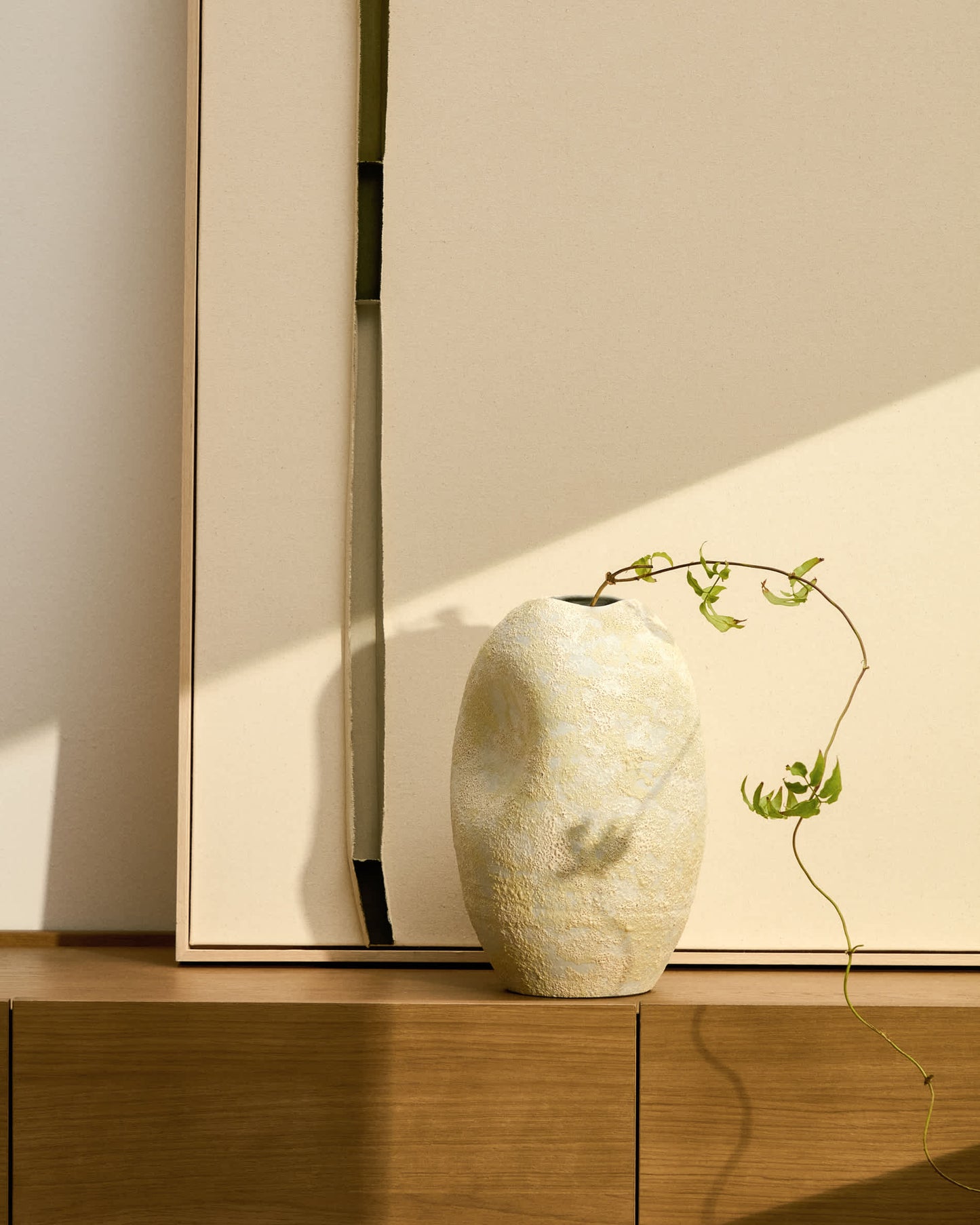 Vaso Medira in ceramica ecrù e gialla 32,5 cm