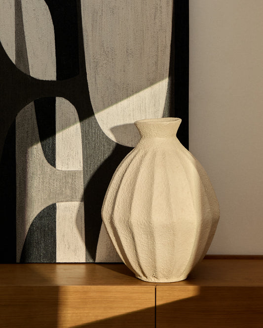 Vaso Arquena in cartapesta beige 46 cm