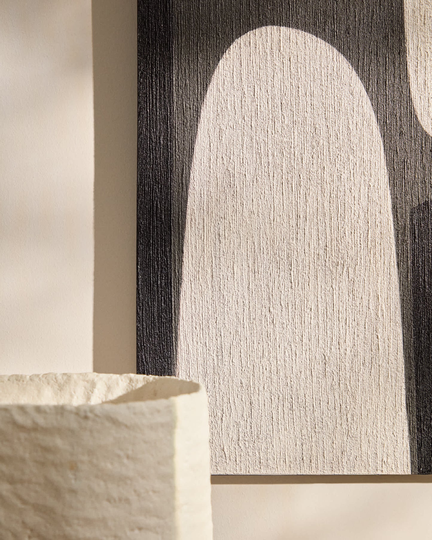 Quadro astratto Onure in bianco e nero (60 x 90 cm)