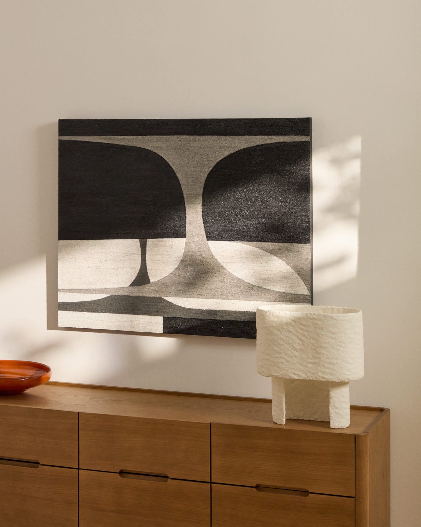 Quadro astratto Onure in bianco e nero (80 x 100 cm)