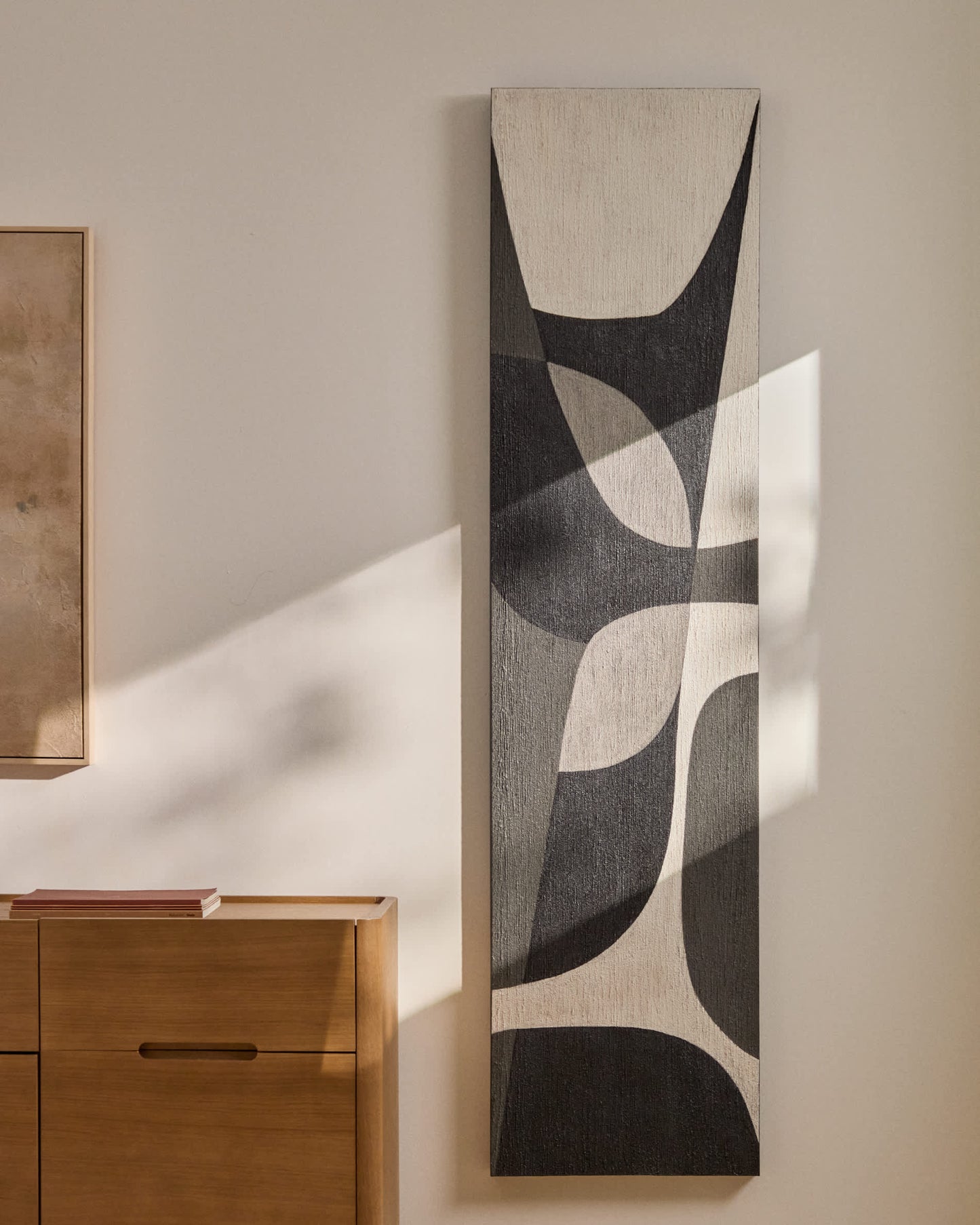 Quadro astratto Onure in bianco e nero (45 x 180 cm)