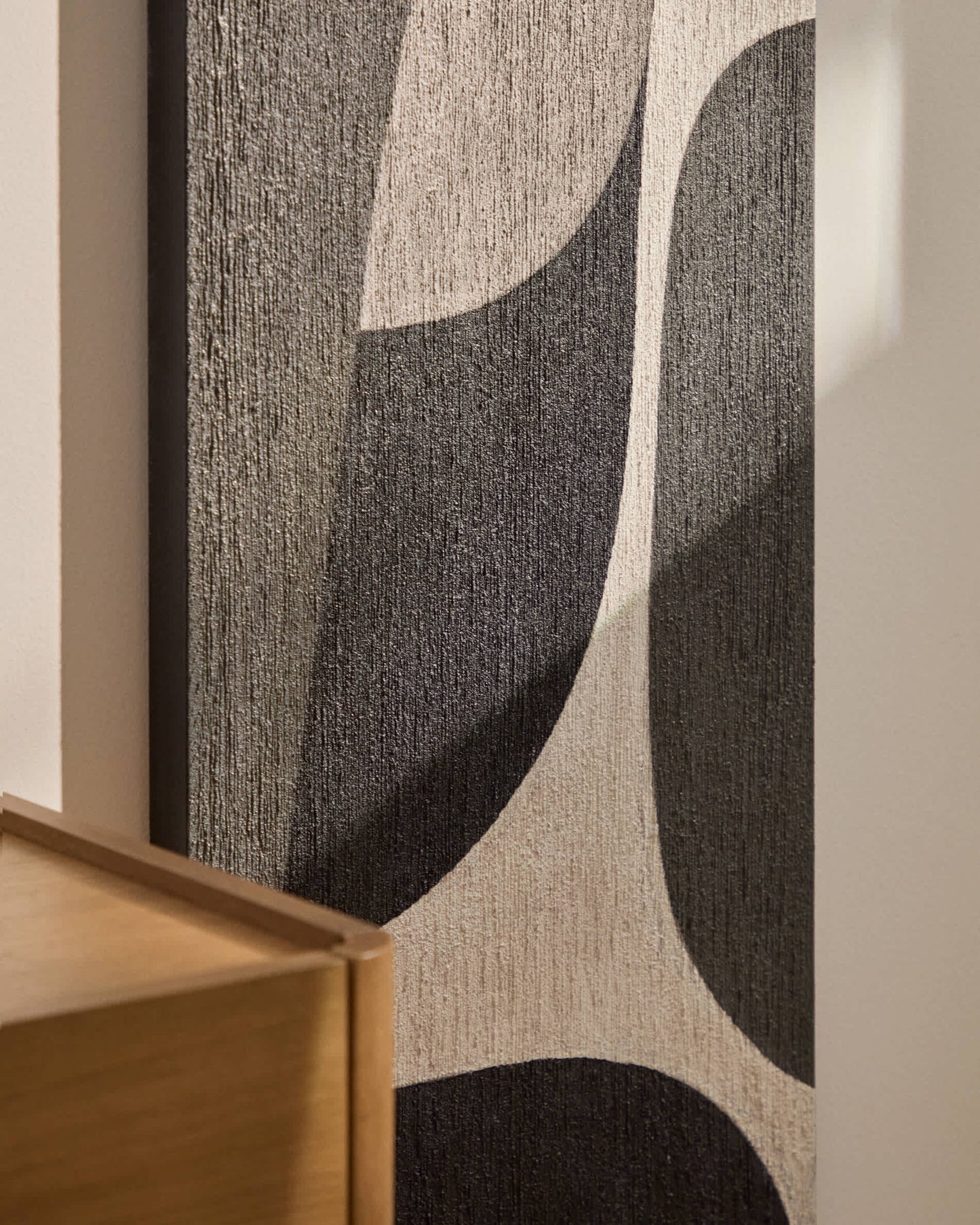 Quadro astratto Onure in bianco e nero (45 x 180 cm)