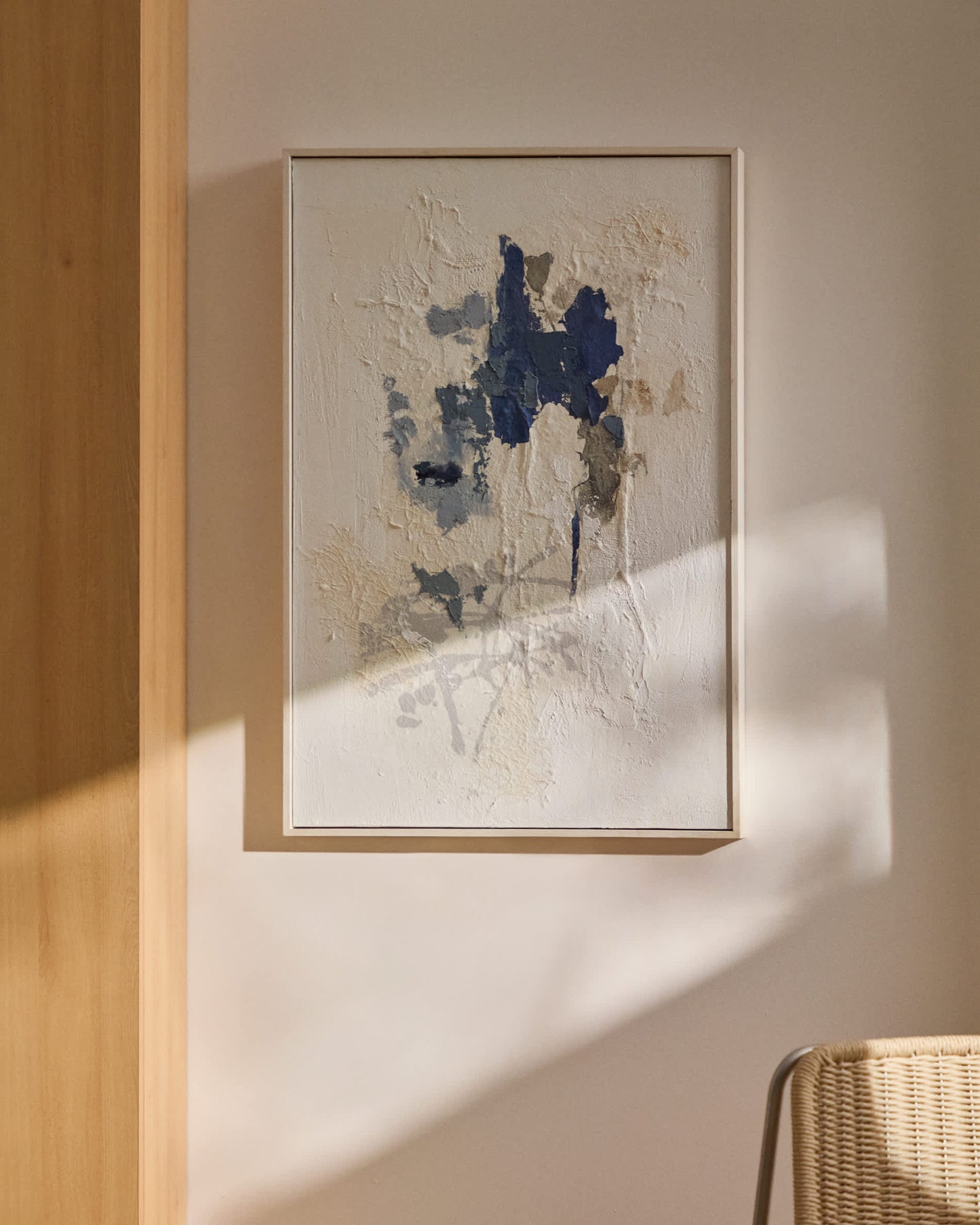Quadro astratto Erale grigio e blu dipinto a mano (60 x 90 cm)