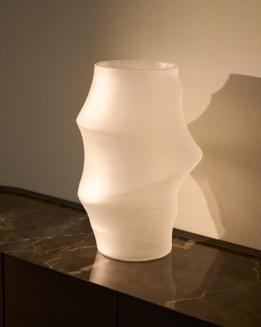 Vaso Neluo in vetro opalino bianco, 49 cm