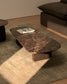 Tavolino da salotto Pirita in marmo marrone e gambe in rovere massiccio con finitura scura 147 x 65 cm FSC 100%