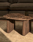 Tavolino da appoggio Pirita in marmo marrone e gambe in rovere massiccio con finitura scura 71 x 70 cm FSC 100%
