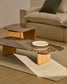 Tavolino da salotto Pirita in marmo marrone e gambe in rovere massiccio con finitura naturale 147 x 65 cm FSC 100%