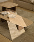 Tavolino da salotto Pirita in travertino beige e gambe in rovere massiccio con finitura scura 147 x 65 cm FSC 100%