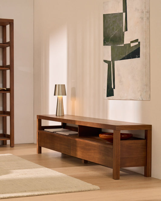 Mobile TV Norani in legno massiccio e impiallacciatura di acacia 200 x 50 cm