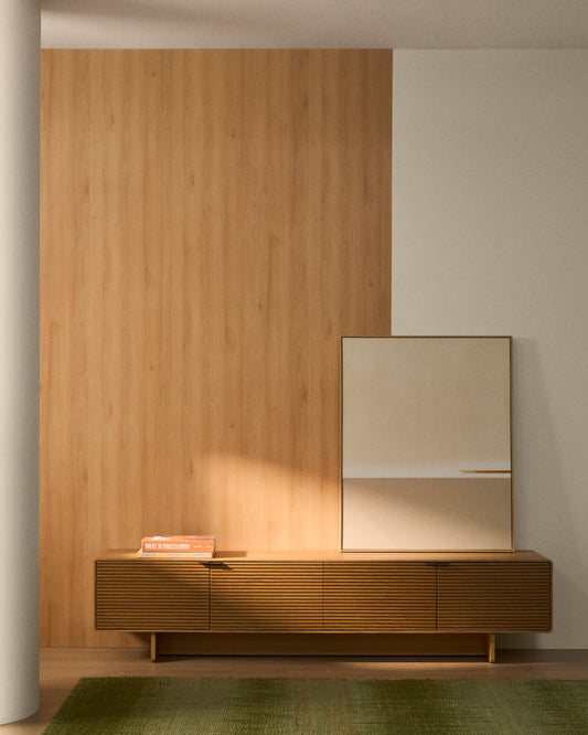 Mobile TV Norlen 4 ante in impiallacciato di rovere con finitura naturale FSC Mix Credit 200 x 46 cm