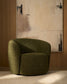 Poltrona girevole Odenia in micro bouclé verde oliva